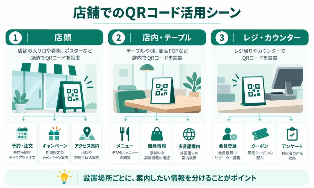 店頭・店内・レジに設置するQRコードの活用シーン